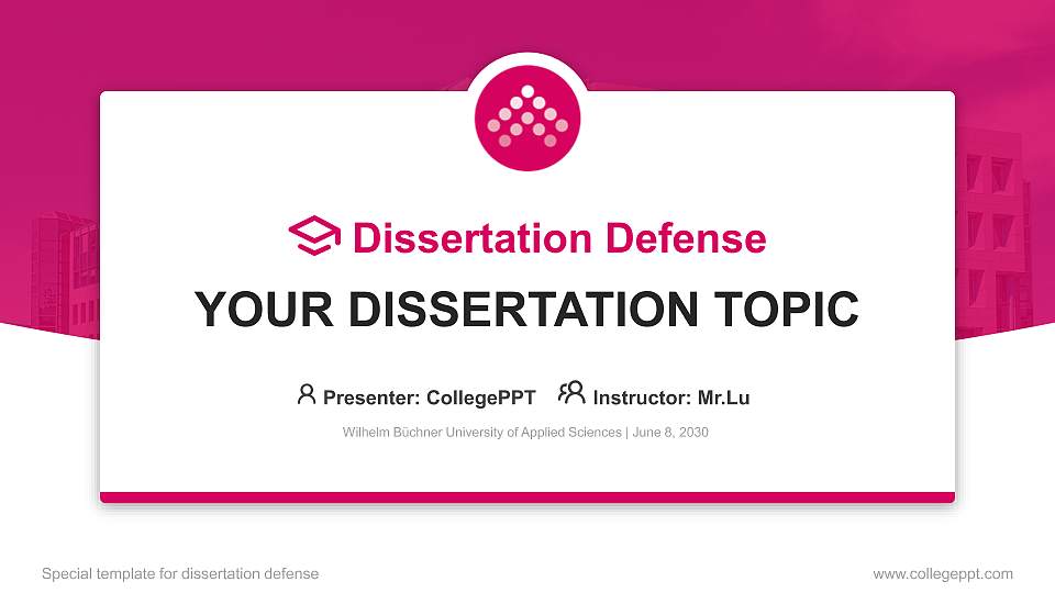 Wilhelm Büchner University of Applied Sciences Graduation Thesis Defense PPT Template16:9 ratio PPT effect preview image