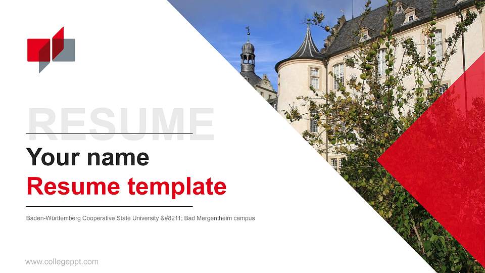 Baden-Württemberg Cooperative State University – Bad Mergentheim campus Resume PPT Template16:9 ratio PPT effect preview image