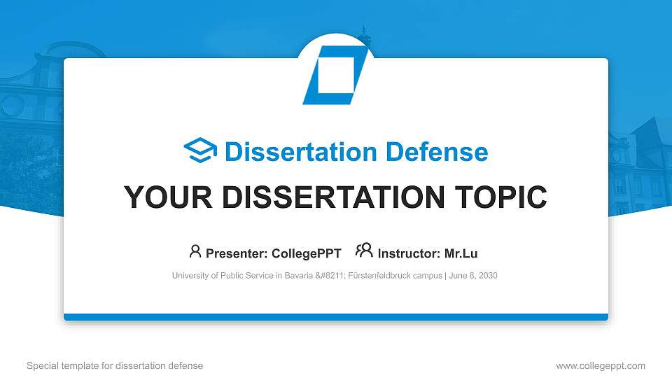 University of Public Service in Bavaria – Fürstenfeldbruck campus Graduation Thesis Defense PPT Template16:9 ratio PPT effect preview image