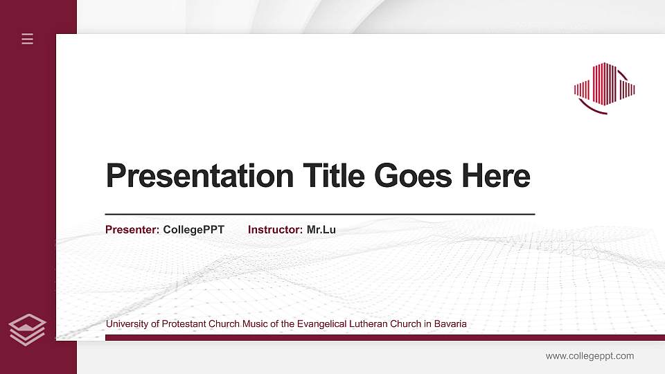 University of Protestant Church Music of the Evangelical Lutheran Church in Bavaria Thesis Proposal/Graduation Defense PPT Template16:9 ratio PPT effect preview image