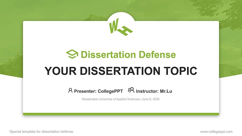 Westphalian University of Applied Sciences Graduation Thesis Defense PPT Template16:9 ratio PPT effect preview image