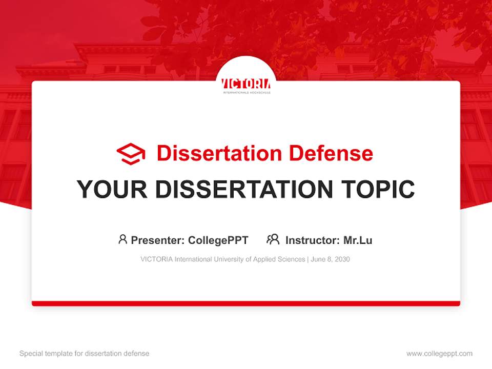 VICTORIA International University of Applied Sciences Graduation Thesis Defense PPT Template4:3 ratio PPT effect preview image7