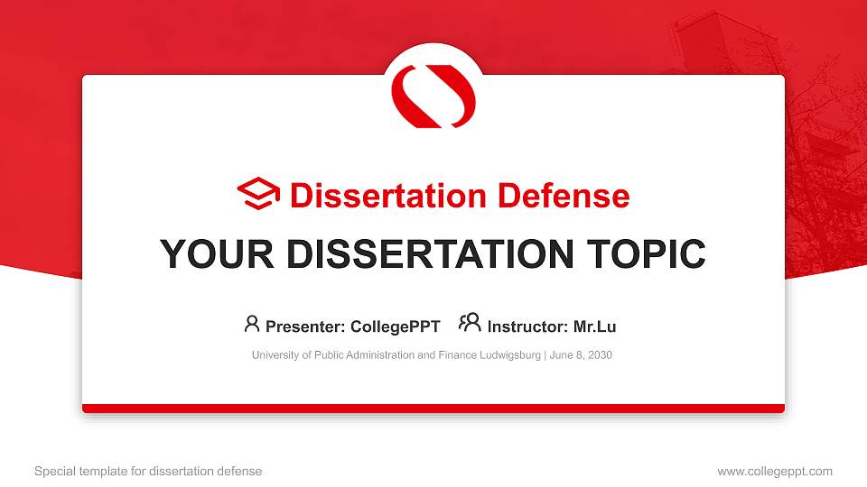 University of Public Administration and Finance Ludwigsburg Graduation Thesis Defense PPT Template16:9 ratio PPT effect preview image