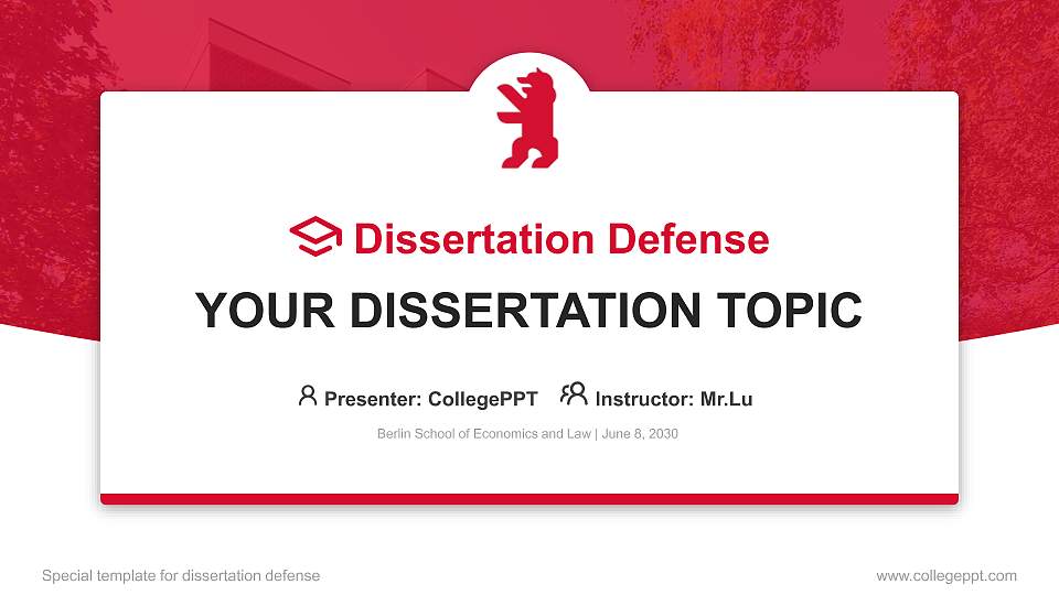 Berlin School of Economics and Law Graduation Thesis Defense PPT Template16:9 ratio PPT effect preview image