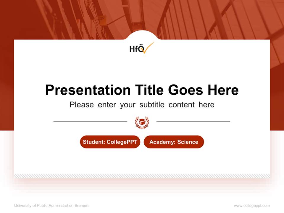 University of Public Administration Bremen National Scholarship Defense PPT Template4:3 ratio PPT effect preview image4