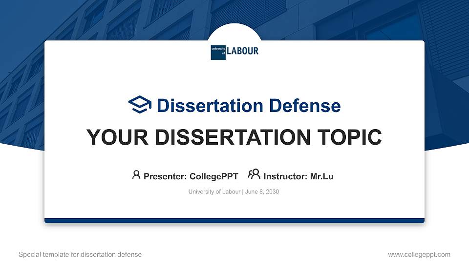 University of Labour Graduation Thesis Defense PPT Template16:9 ratio PPT effect preview image