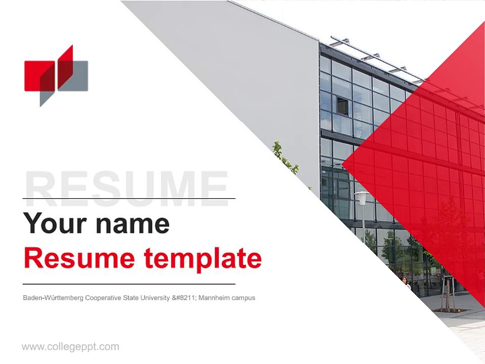 Baden-Württemberg Cooperative State University – Mannheim campus Resume PPT Template4:3 ratio PPT effect preview image5