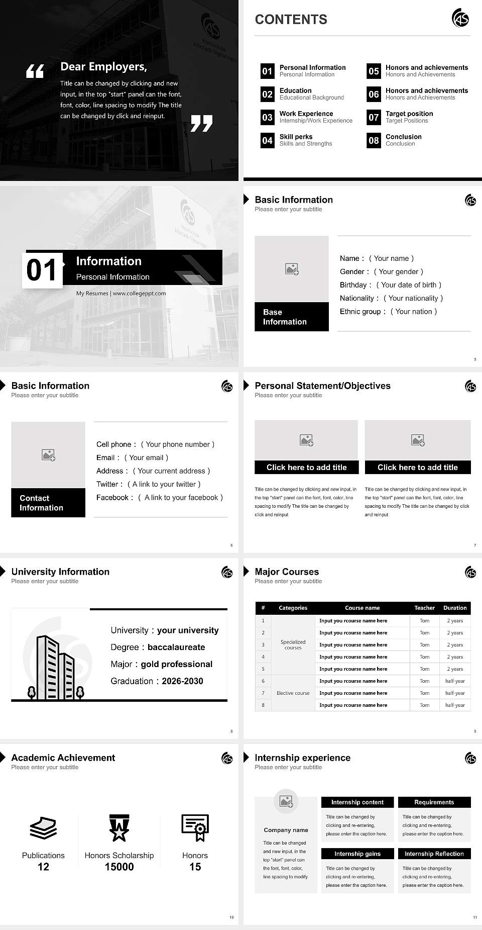 Albstadt-Sigmaringen University Resume PPT Template4:3 ratio PPT effect preview image2
