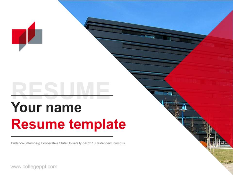 Baden-Württemberg Cooperative State University – Heidenheim campus Resume PPT Template4:3 ratio PPT effect preview image5