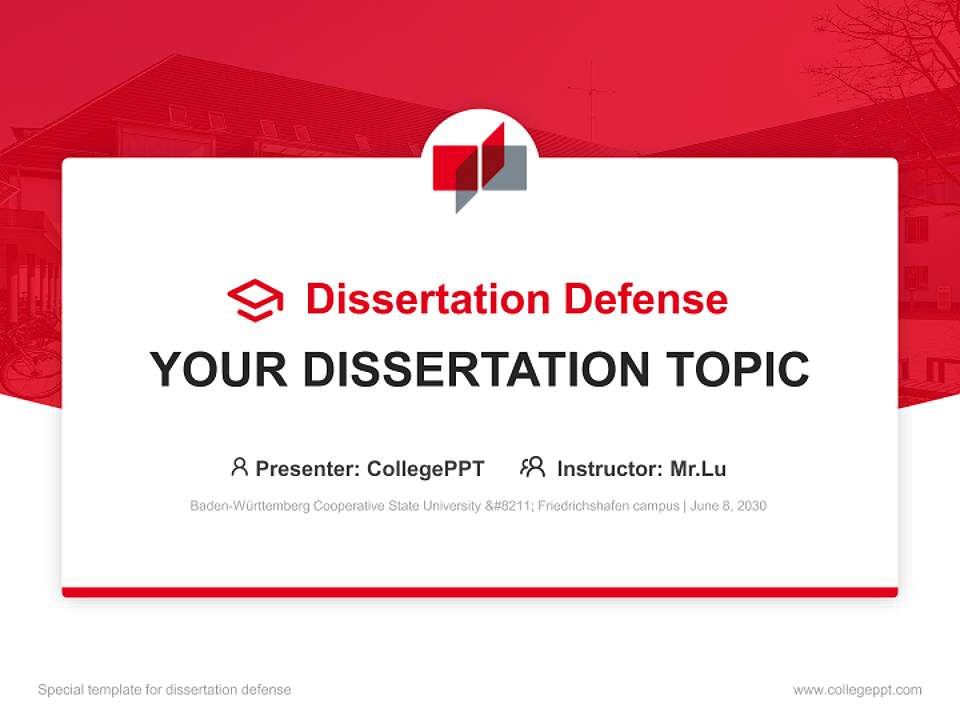 Baden-Württemberg Cooperative State University – Friedrichshafen campus Graduation Thesis Defense PPT Template4:3 ratio PPT effect preview image7