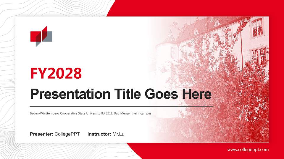 Baden-Württemberg Cooperative State University – Bad Mergentheim campus Academic Presentation/Research Findings Report PPT Template16:9 ratio PPT effect preview image