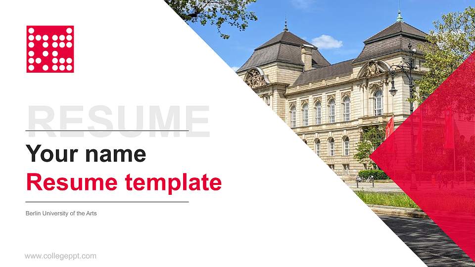 Berlin University of the Arts Resume PPT Template16:9 ratio PPT effect preview image