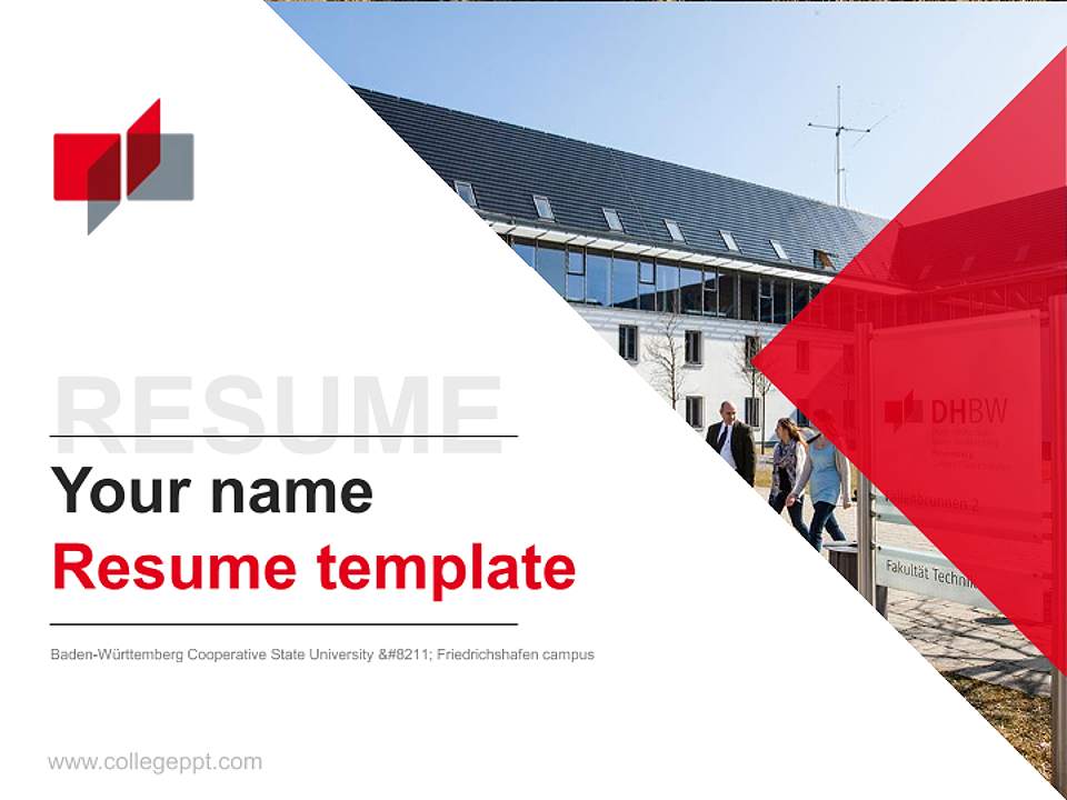Baden-Württemberg Cooperative State University – Friedrichshafen campus Resume PPT Template4:3 ratio PPT effect preview image5