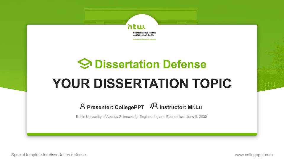 Berlin University of Applied Sciences for Engineering and Economics Graduation Thesis Defense PPT Template16:9 ratio PPT effect preview image