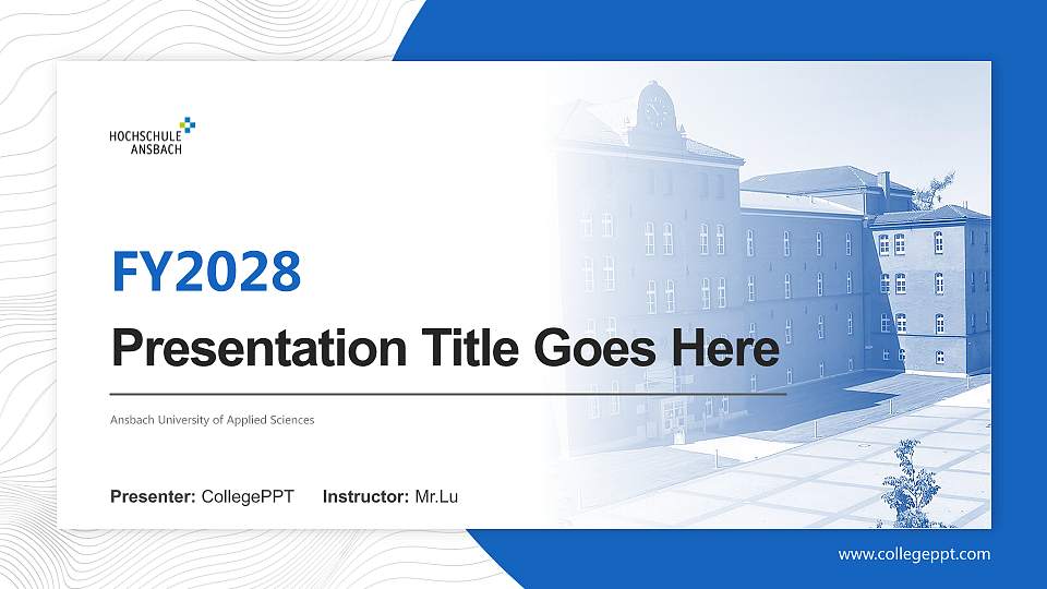 Ansbach University of Applied Sciences Academic Presentation/Research Findings Report PPT Template16:9 ratio PPT effect preview image