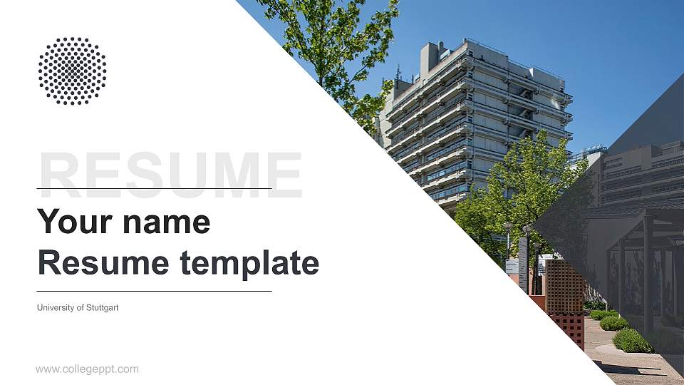 University of Stuttgart Resume PPT Template16:9 ratio PPT effect preview image