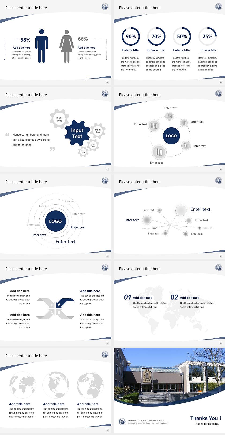 University of Music Würzburg Course/Courseware Creation PPT Template4:3 ratio PPT effect preview image4