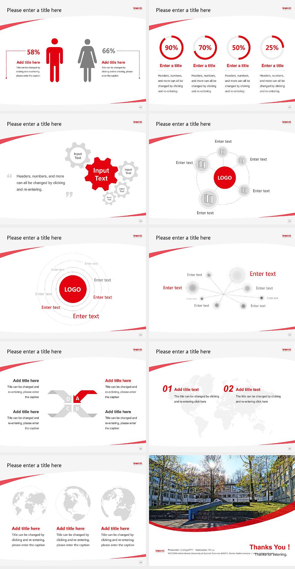 VICTORIA International University of Applied Sciences – Baden-Baden campus Course/Courseware Creation PPT Template4:3 ratio PPT effect preview image4