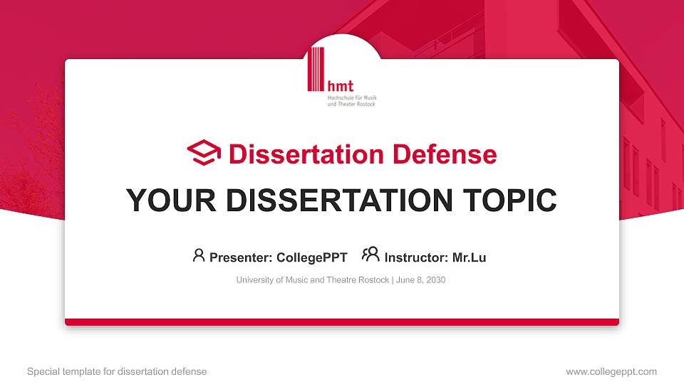 University of Music and Theatre Rostock Graduation Thesis Defense PPT Template16:9 ratio PPT effect preview image