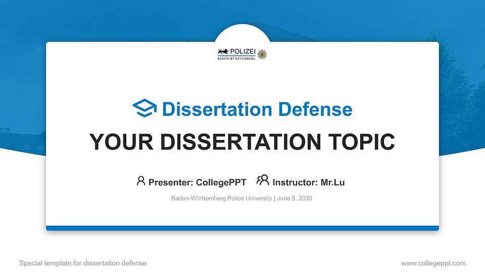 Baden-Württemberg Police University Graduation Thesis Defense PPT Template16:9 ratio PPT effect preview image