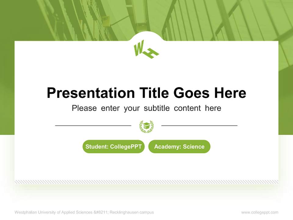 Westphalian University of Applied Sciences – Recklinghausen campus National Scholarship Defense PPT Template4:3 ratio PPT effect preview image4