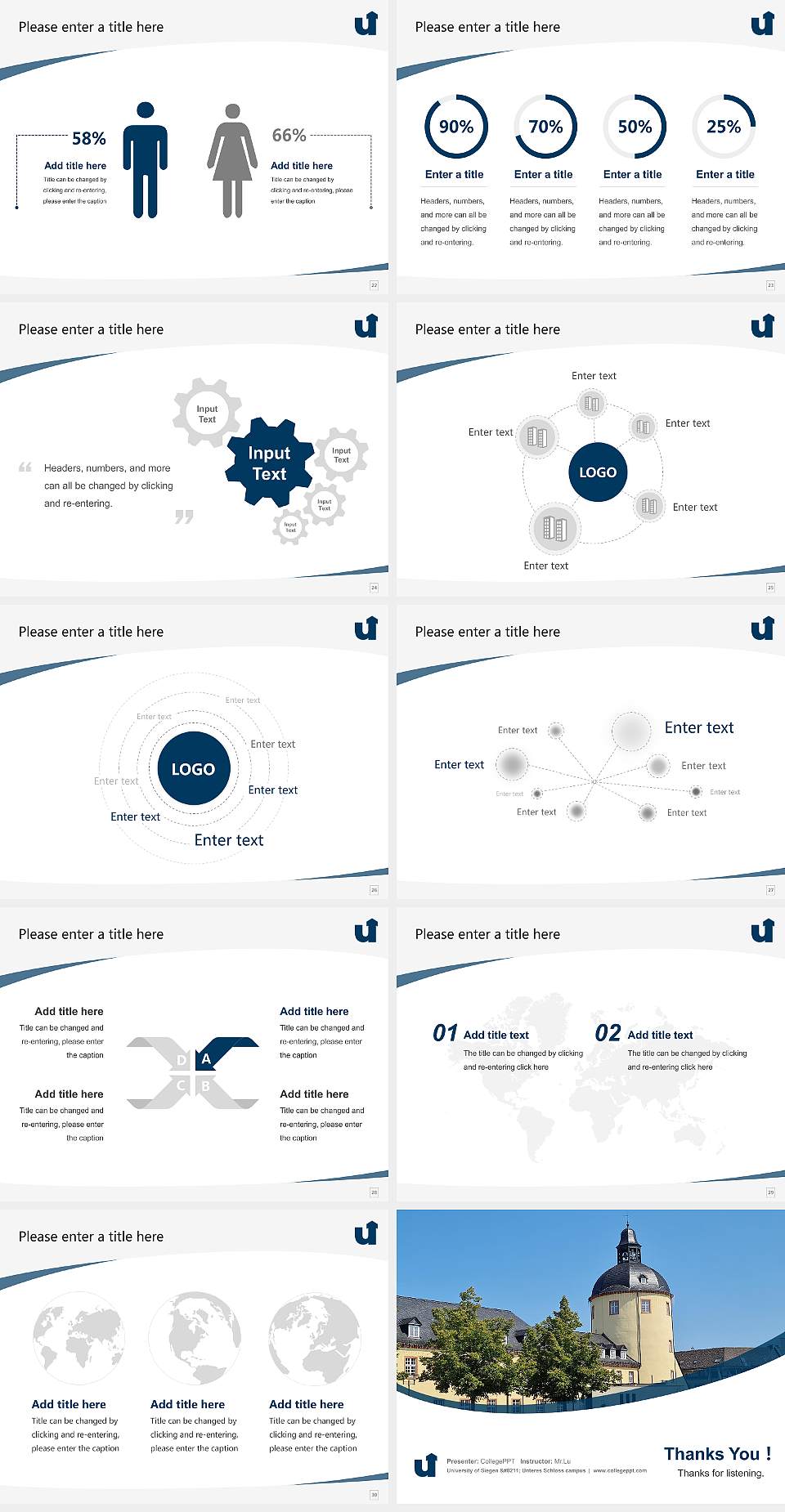 University of Siegen – Unteres Schloss campus Course/Courseware Creation PPT Template4:3 ratio PPT effect preview image4