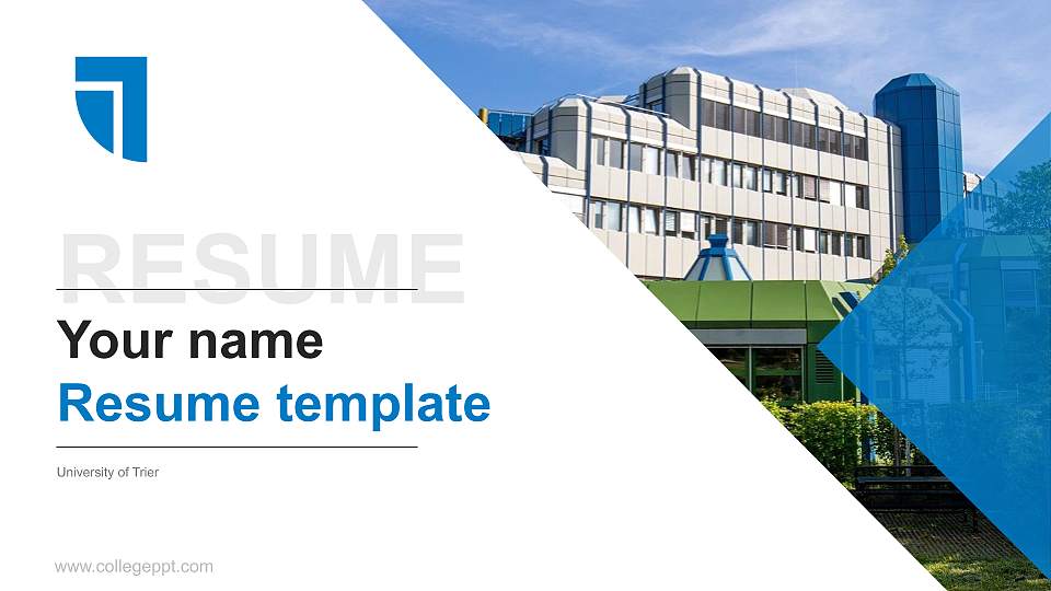 University of Trier Resume PPT Template16:9 ratio PPT effect preview image