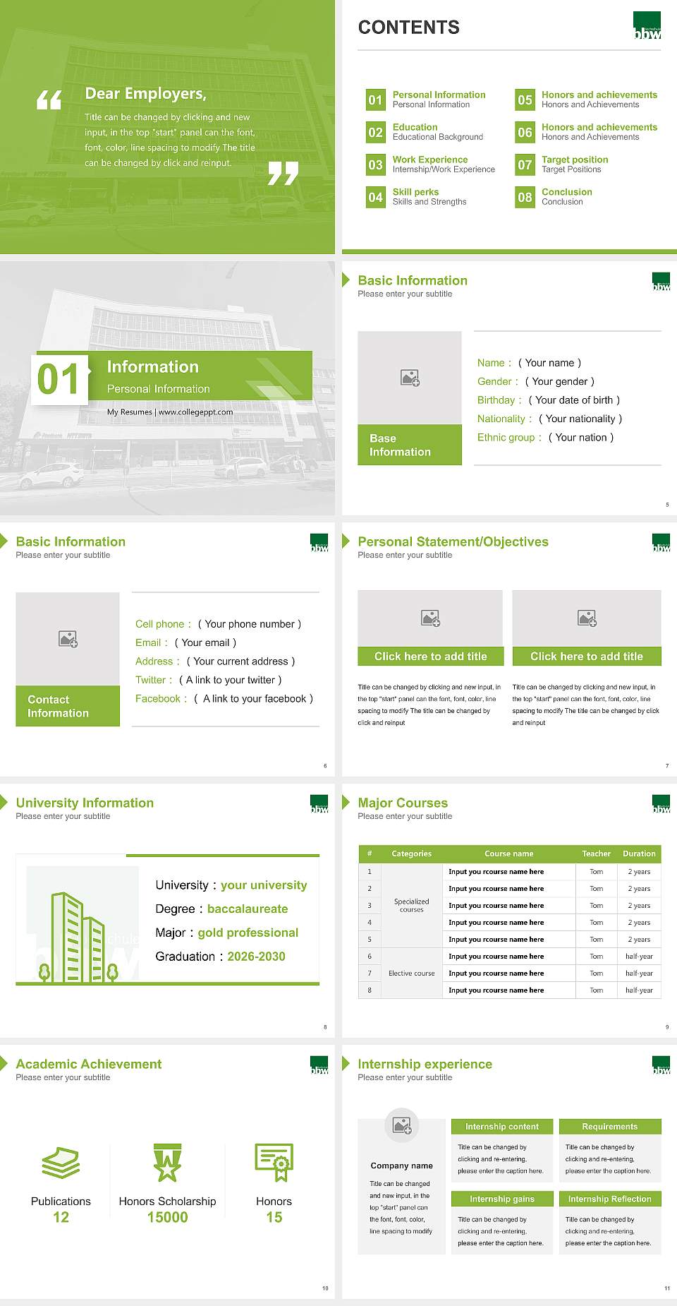 bbw University of Applied Sciences Resume PPT Template4:3 ratio PPT effect preview image2
