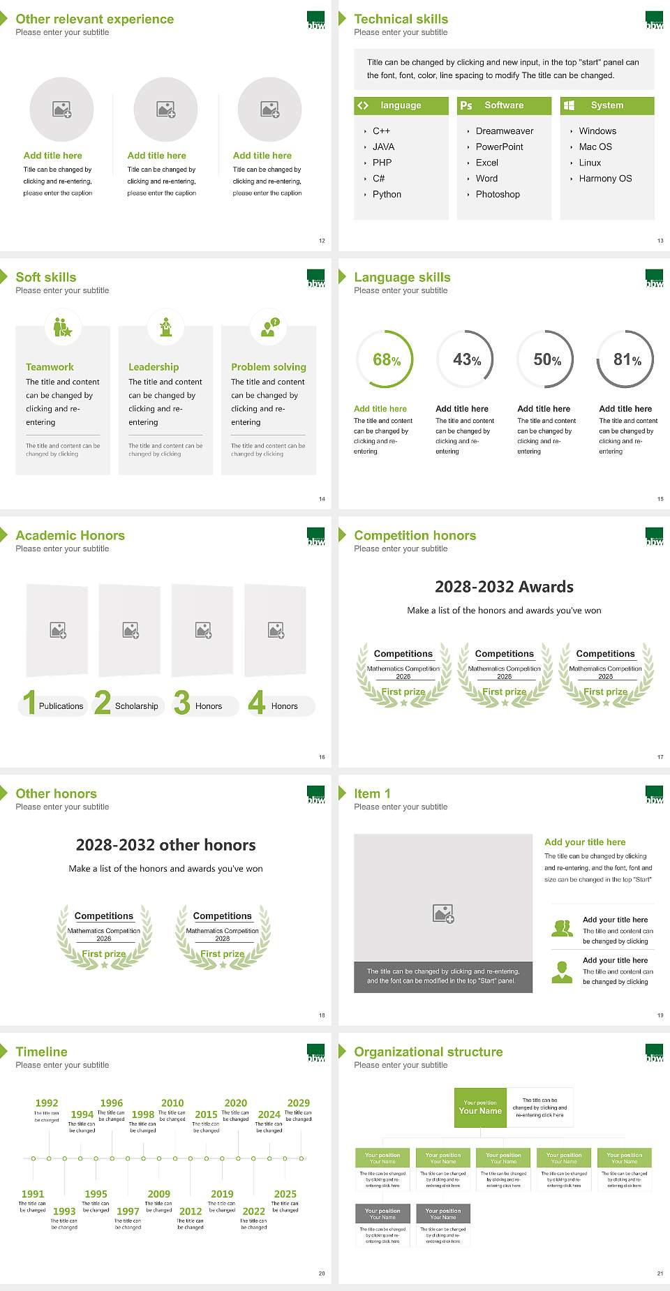 bbw University of Applied Sciences Resume PPT Template4:3 ratio PPT effect preview image3