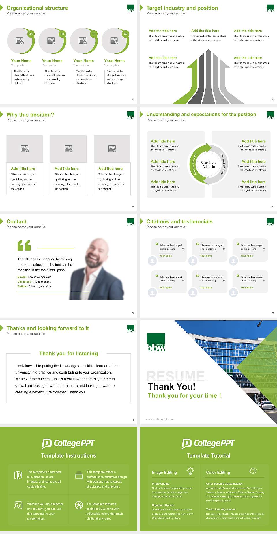 bbw University of Applied Sciences Resume PPT Template4:3 ratio PPT effect preview image4