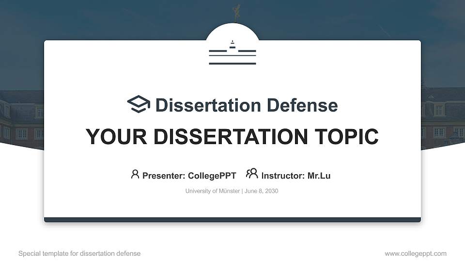 University of Münster Graduation Thesis Defense PPT Template16:9 ratio PPT effect preview image