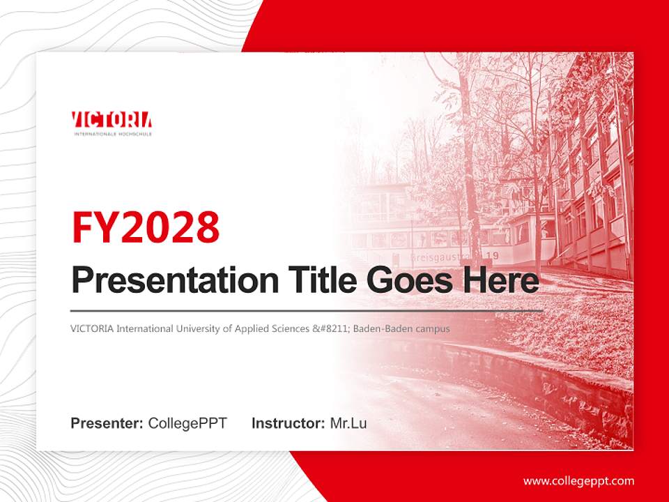 VICTORIA International University of Applied Sciences – Baden-Baden campus Academic Presentation/Research Findings Report PPT Template4:3 ratio PPT effect preview image5