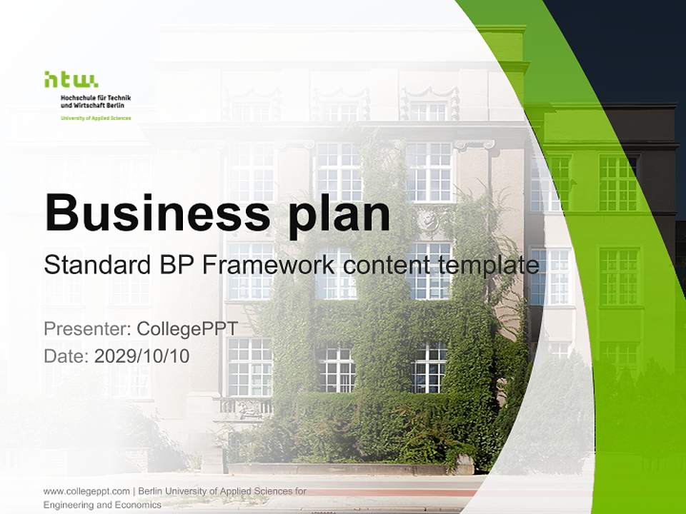 Berlin University of Applied Sciences for Engineering and Economics Competition/Entrepreneurship Contest PPT Template4:3 ratio PPT effect preview image9