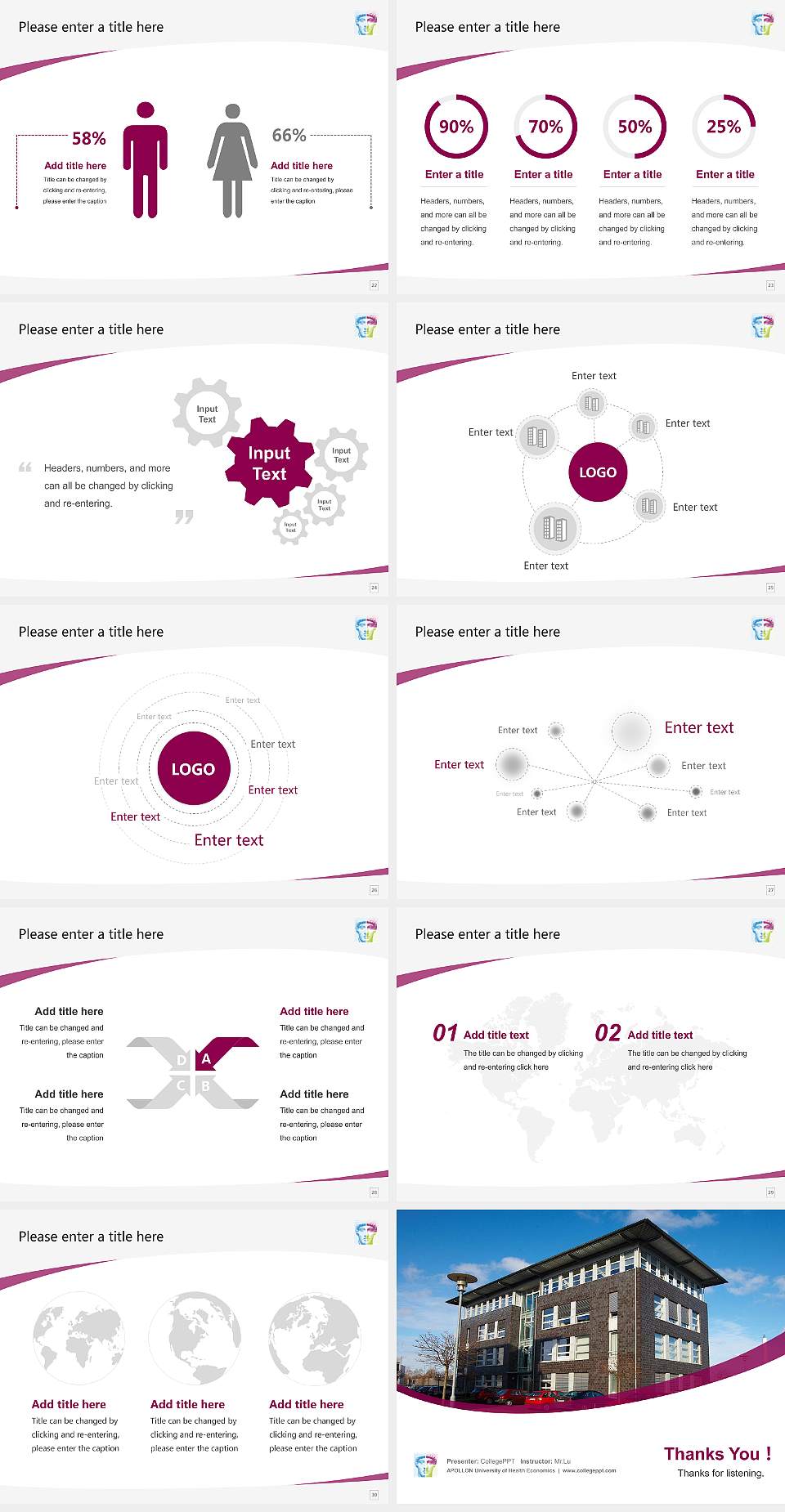 APOLLON University of Health Economics Course/Courseware Creation PPT Template4:3 ratio PPT effect preview image4