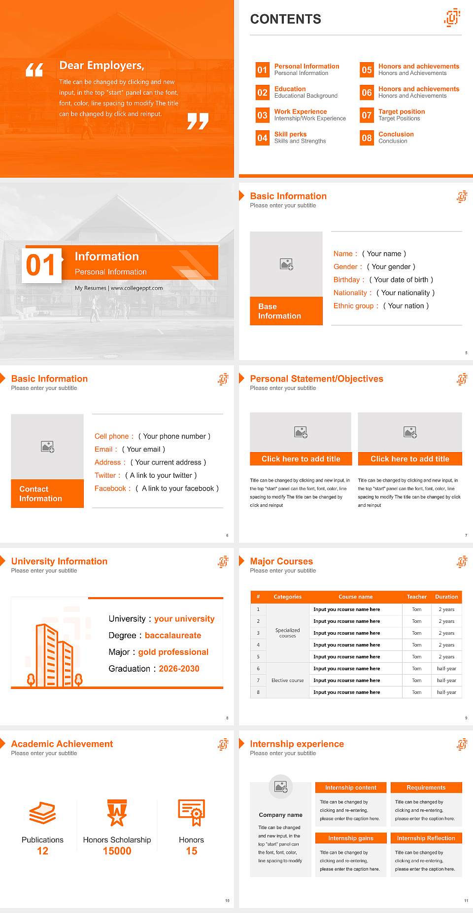 Würzburg-Schweinfurt University of Applied Sciences Resume PPT Template4:3 ratio PPT effect preview image2