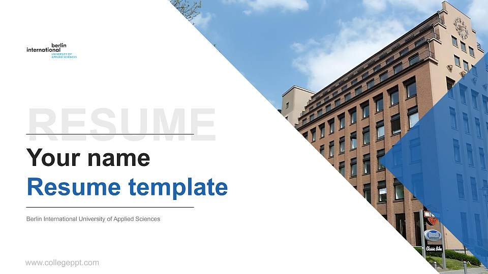 Berlin International University of Applied Sciences Resume PPT Template16:9 ratio PPT effect preview image