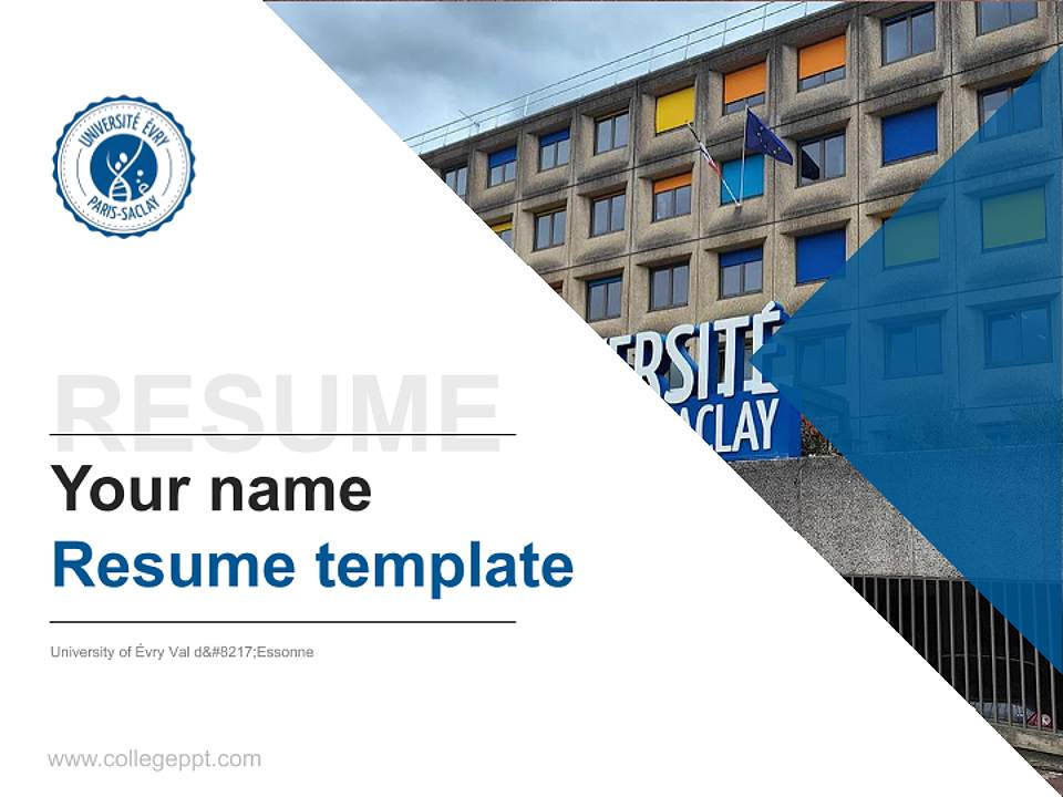 University of Évry Val d’Essonne Resume PPT Template4:3 ratio PPT effect preview image5