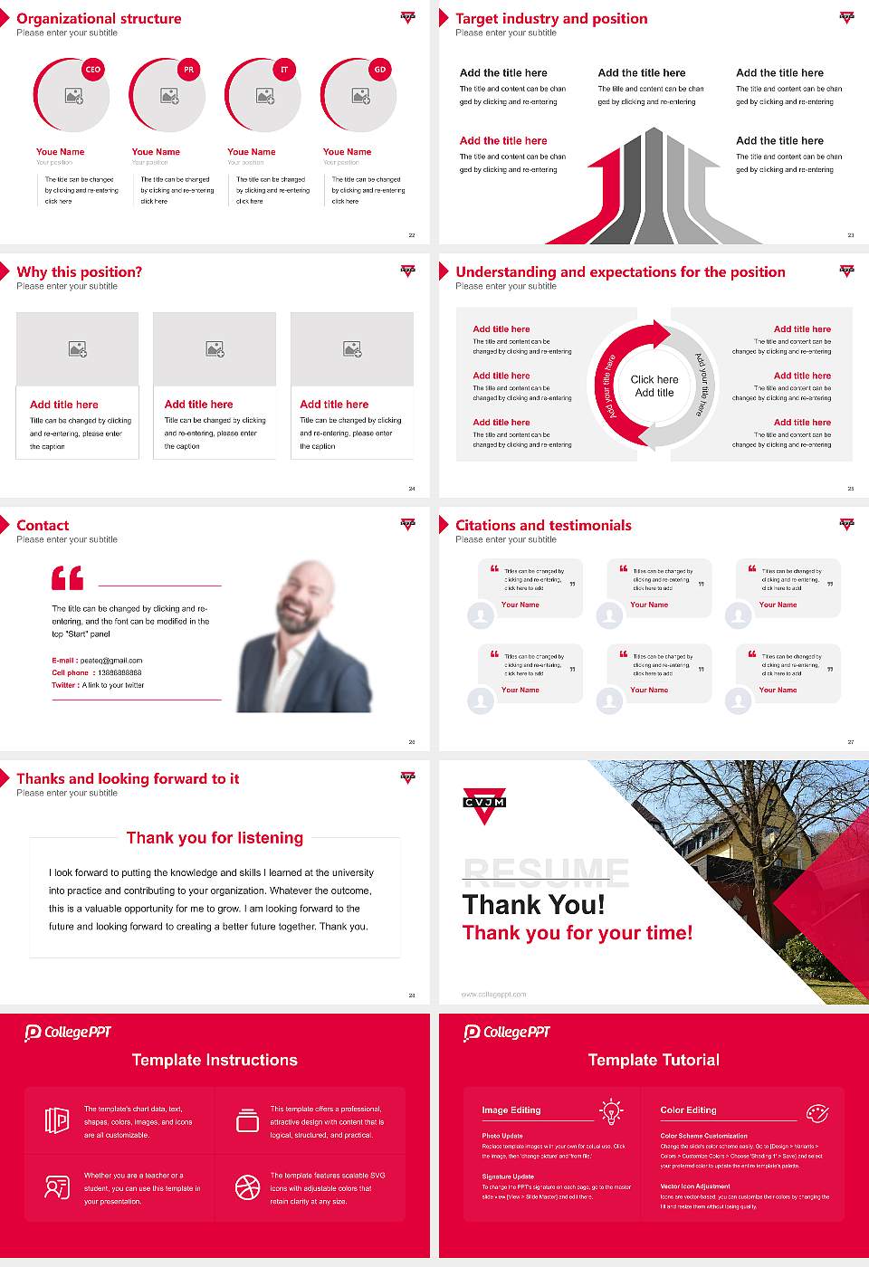 YMCA University of Applied Sciences Resume PPT Template16:9 ratio PPT effect preview image4