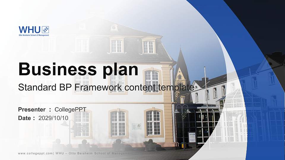 WHU – Otto Beisheim School of Management Competition/Entrepreneurship Contest PPT Template16:9 ratio PPT effect preview image