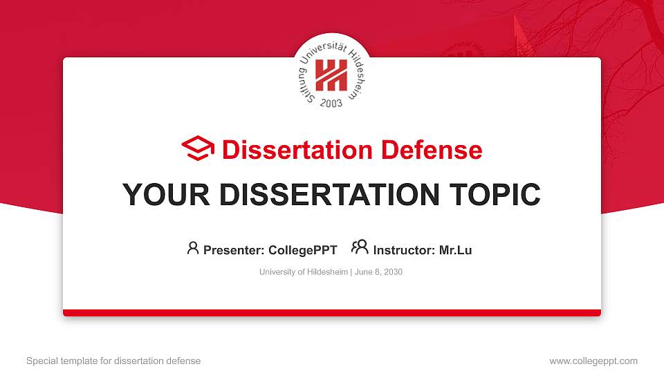 University of Hildesheim Graduation Thesis Defense PPT Template16:9 ratio PPT effect preview image