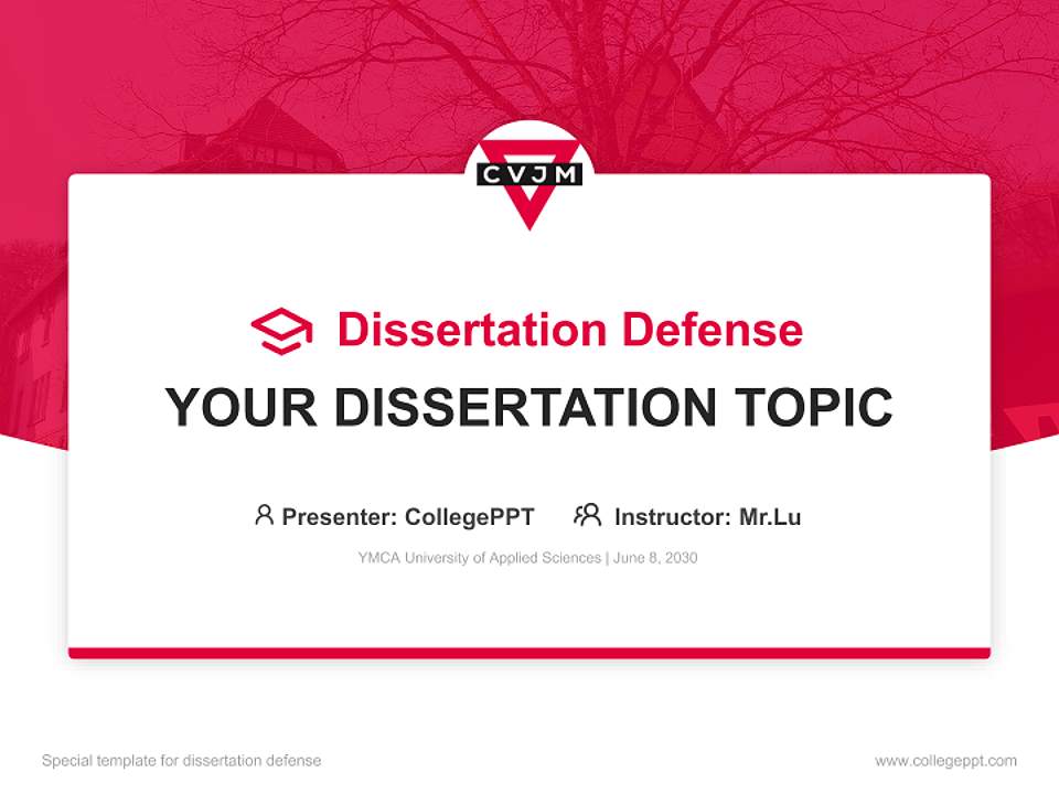 YMCA University of Applied Sciences Graduation Thesis Defense PPT Template4:3 ratio PPT effect preview image7