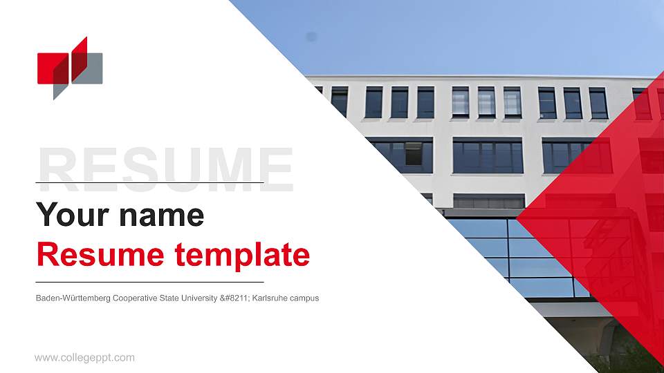 Baden-Württemberg Cooperative State University – Karlsruhe campus Resume PPT Template16:9 ratio PPT effect preview image