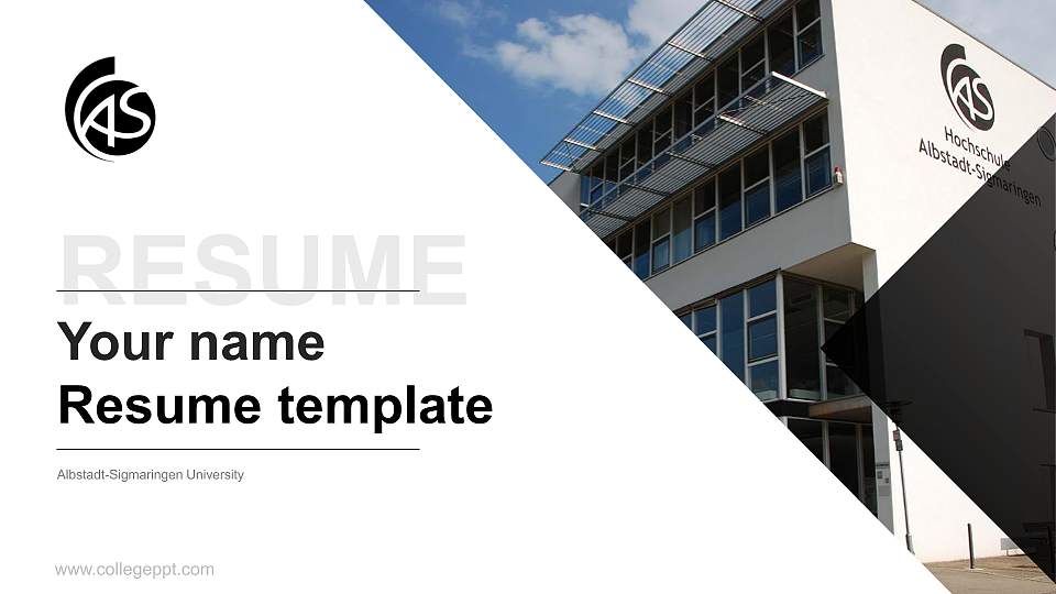 Albstadt-Sigmaringen University Resume PPT Template16:9 ratio PPT effect preview image