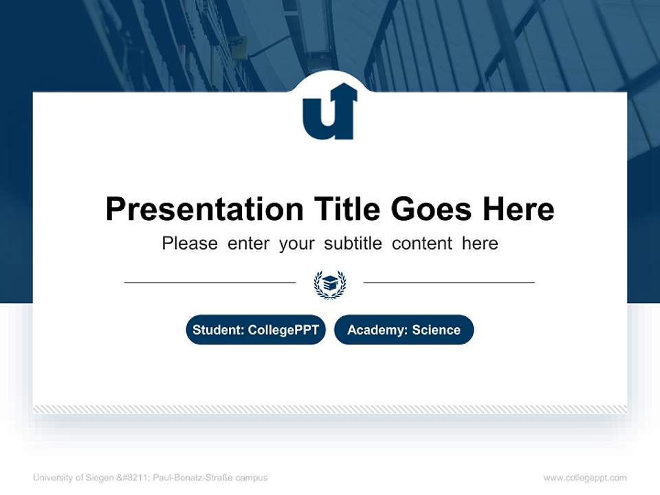 University of Siegen – Paul-Bonatz-Straße campus National Scholarship Defense PPT Template4:3 ratio PPT effect preview image4