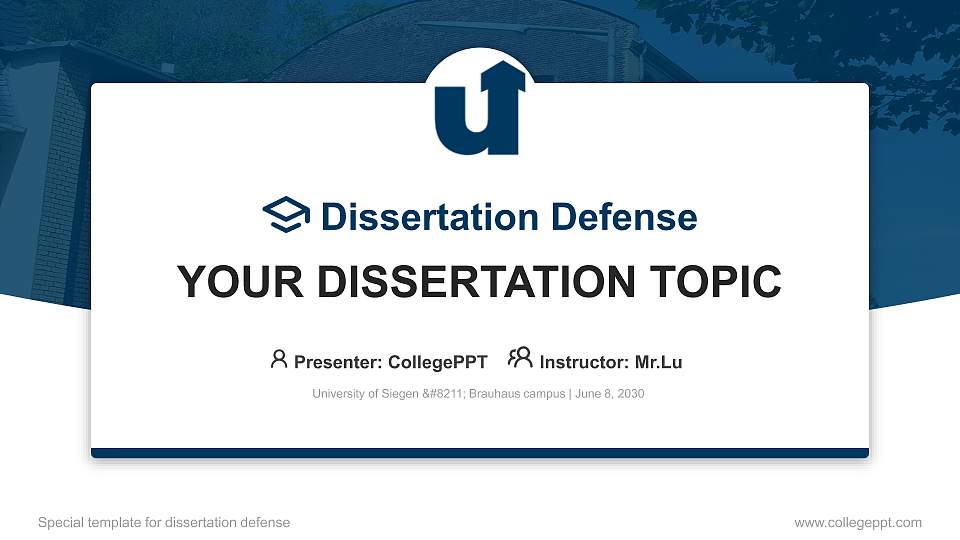 University of Siegen – Brauhaus campus Graduation Thesis Defense PPT Template16:9 ratio PPT effect preview image
