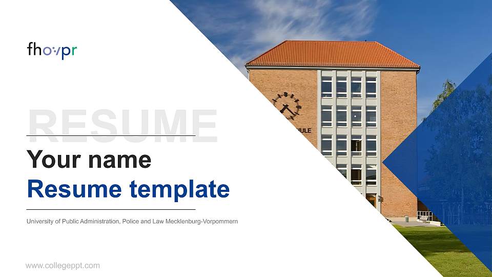 University of Public Administration, Police and Law Mecklenburg-Vorpommern Resume PPT Template16:9 ratio PPT effect preview image