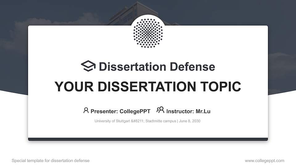 University of Stuttgart – Stadtmitte campus Graduation Thesis Defense PPT Template16:9 ratio PPT effect preview image