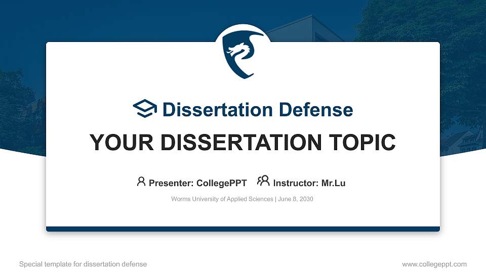 Worms University of Applied Sciences Graduation Thesis Defense PPT Template16:9 ratio PPT effect preview image