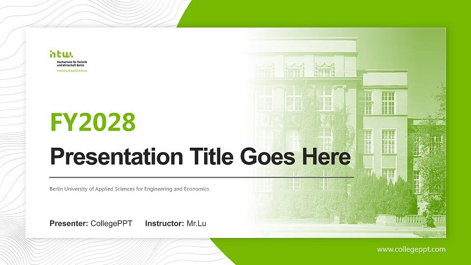 Berlin University of Applied Sciences for Engineering and Economics Academic Presentation/Research Findings Report PPT Template16:9 ratio PPT effect preview image