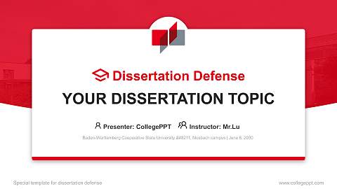 Baden-Württemberg Cooperative State University – Mosbach campus Graduation Thesis Defense PPT Template